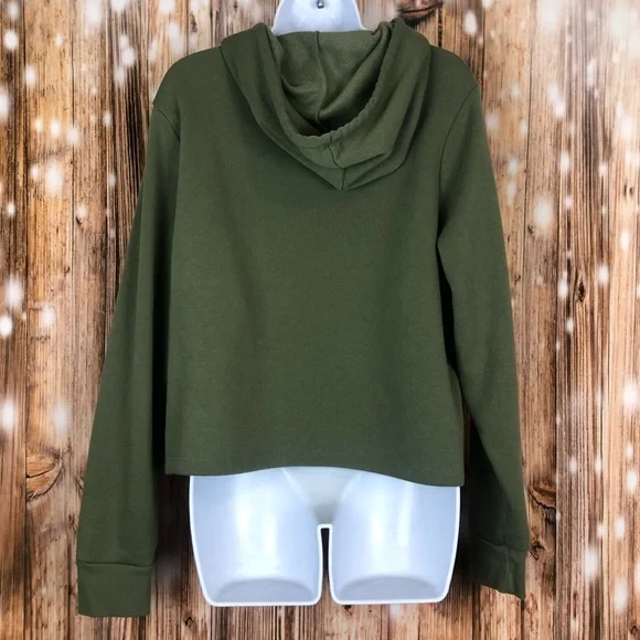 Dickies Green Long Sleeve Hooded Crop Pullover - Picture 8 of 8